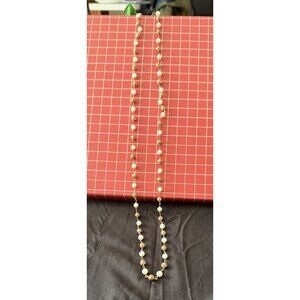 36" Cookie Lee Gold Plated Filigree Bead & 6mm White Faux Pearl Chain Necklace